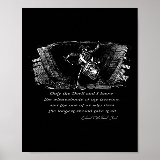 Drummen Pirate Skeleton met Blackbeard Quote Hall Poster (Voorkant)