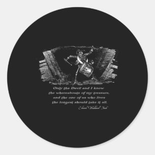 Drummen Pirate Skeleton met Blackbeard Quote Hall Ronde Sticker