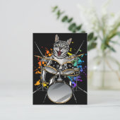 Drummende Kat Die Op De Trommel Speelt Briefkaart (Staand voorkant)
