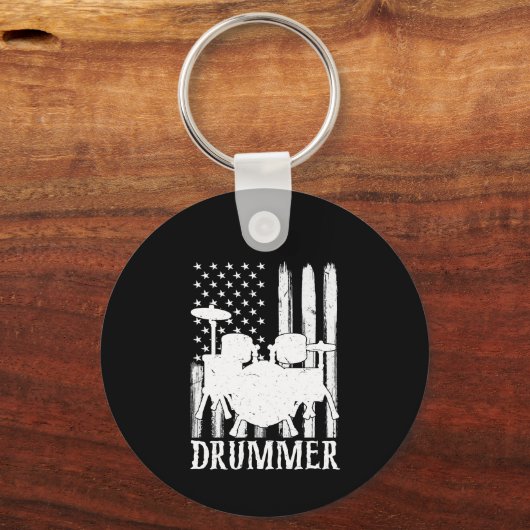 drummer American Flag Sleutelhanger (Voorkant)