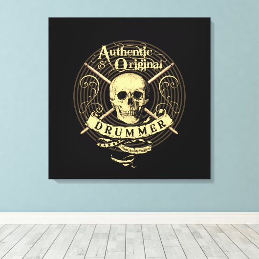 Drummer Art Canvas Schedel Drumsticks Drum Afbeeld (Insitu (Houten vloer))