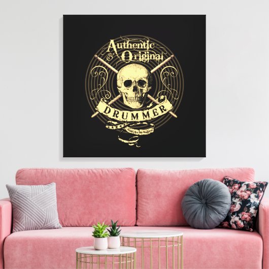 Drummer Art Canvas Schedel Drumsticks Drum Afbeeld (Insitu (Woonkamer))