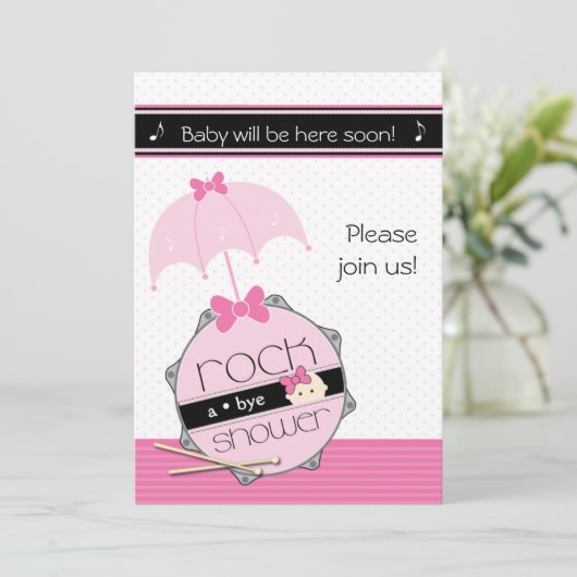  Drummer BabyShower-uitnodiging Kaart (Staand voorkant)
