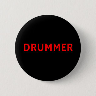 Drummer - Band - Rood & Zwart Ronde Button 5,7 Cm