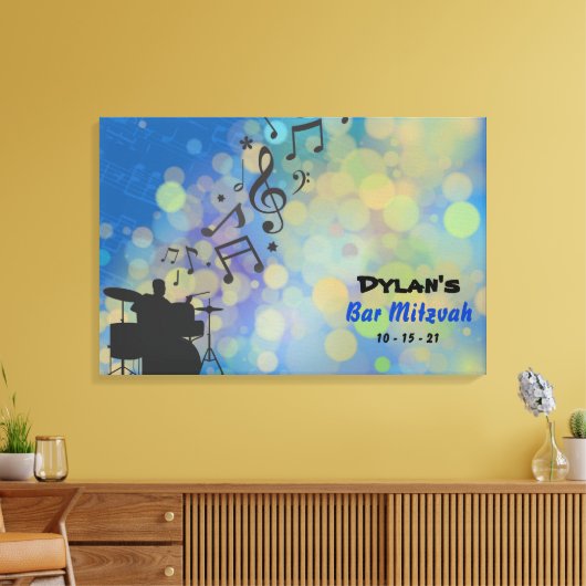 DRUMMER Bar Mitzvah Sign In Memory Board Canvas Afdruk (Insitu (Woonkamer))