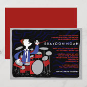 DRUMMER Bar Mitzvah Uitnodiging (Voorkant / Achterkant)