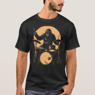 Drummer Bigfoot Drummen Funny Sasquatch Drumstel T-shirt