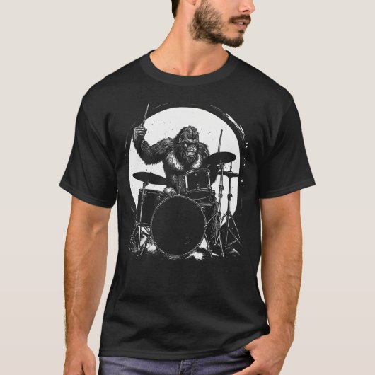 Drummer Bigfoot Playing Drums Funny Sasquatch Drum T-shirt (Voorkant)