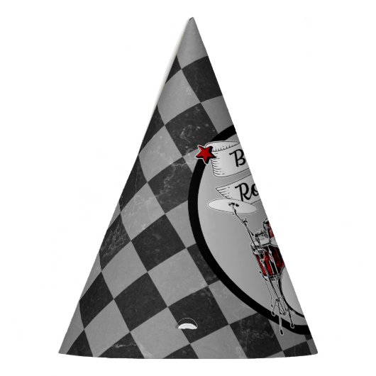 Drummer Birthday Born to Rock & Roll Drum Kit Feesthoedjes (Links)