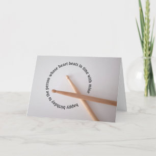 Drummer Birthday Heart beats in Time Lover Kaart