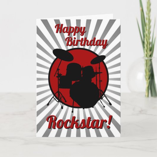 Drummer Birthday Kaart Musician Rockstar Drums Roc (Voorkant)