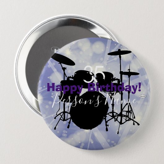 Drummer Birthday Theme Button HAMbWG (Voorkant /achterkant)