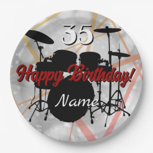 Drummer Birthday Theme Napkin HAMbWG Papieren Bordje