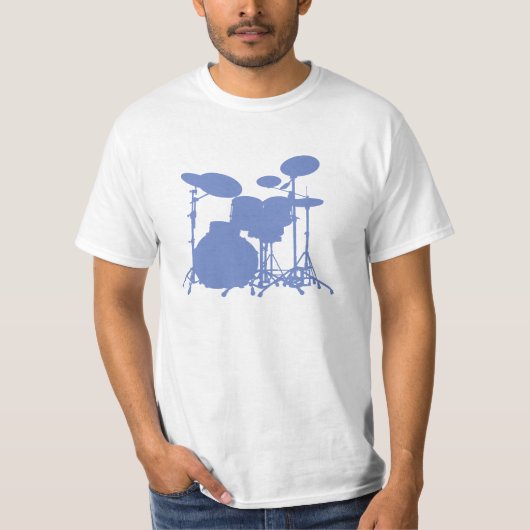 Drummer Blue Silhouette T Shirt (Voorkant)