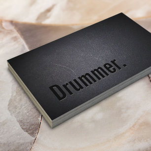 Drummer Bold Text Minimal Cool Black Visitekaartje