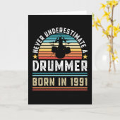 Drummer born 1991 30th Birthday Drumming Gift Kaart (Gele Bloem)
