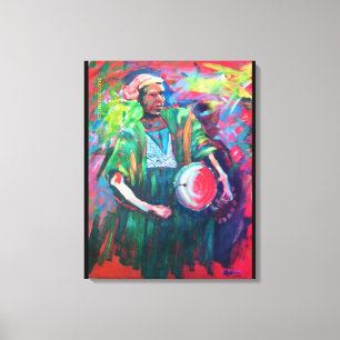 drummer boy 1, Mojisola A Gbadamosi Okubule Oil.. Canvas Afdruk