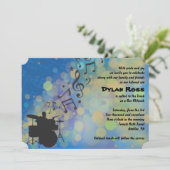 DRUMMER BOY Bar Mitswa Uitnodiging (Staand voorkant)