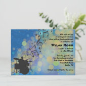 Drummer Boy Bar Mitzvah Uitnodiging (Staand voorkant)