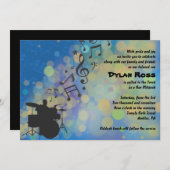 Drummer Boy Bar Mitzvah Uitnodiging (Voorkant / Achterkant)