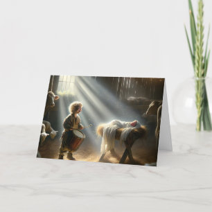 Drummer Boy In Een Schuur Stal Feestdagen Kaart