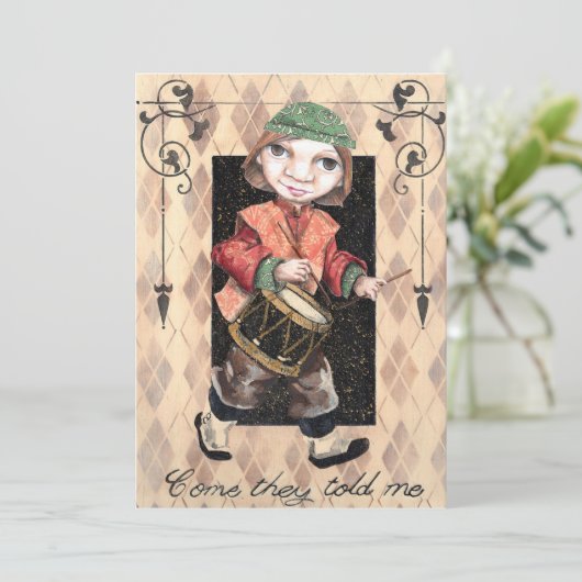 Drummer Boy kerstkaart (Staand voorkant)