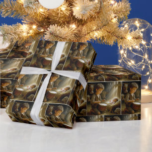 Drummer Boy met Baby Jesus in een kribbe Cadeaupapier