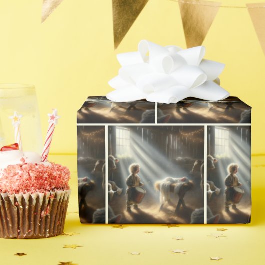 Drummer Boy met Baby Jesus in een kribbe Cadeaupapier (Verjaardagsfeest)