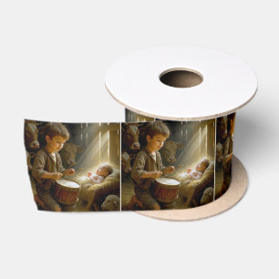 Drummer Boy met Baby Jesus in een kribbe Satijnen Lint