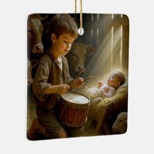 Drummer Boy Playing His Drum For Baby Jesus Keramisch Ornament (Rechts)