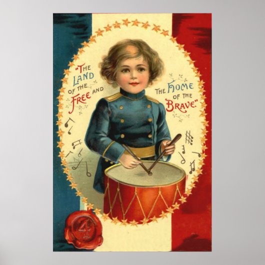 Drummer Boy Star Red White Poster (Voorkant)
