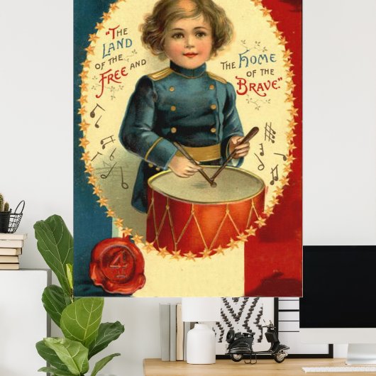 Drummer Boy Star Red White Poster (Thuiskantoor)