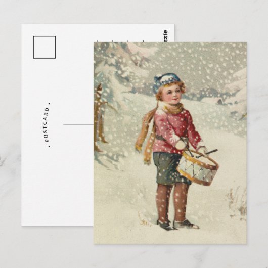 Drummer Boy | Vintage kerst Briefkaart (Voorkant / Achterkant)