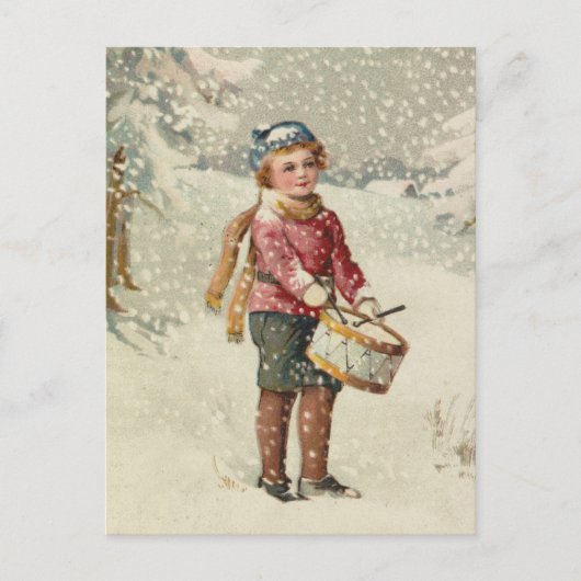 Drummer Boy | Vintage kerst Briefkaart (Voorkant)