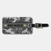 DRUMMER Camo Print Snare Drum Drumming Percussie Bagagelabel (Voorkant horizontaal)