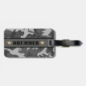 DRUMMER Camo Print Snare Drum Drumming Percussie Bagagelabel (Achterkant horizontaal)