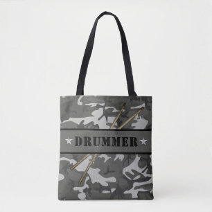 DRUMMER Camouflage Drumsticks Rocker Drum Drumming Tote Bag