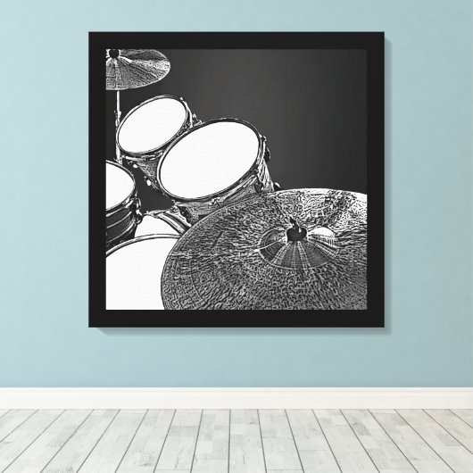 Drummer Canvas Drum Kit met Crash Square Art (Insitu (Houten vloer))