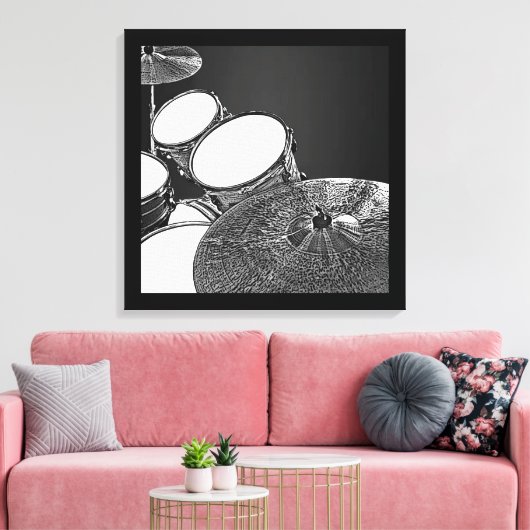 Drummer Canvas Drum Kit met Crash Square Art (Insitu (Woonkamer))