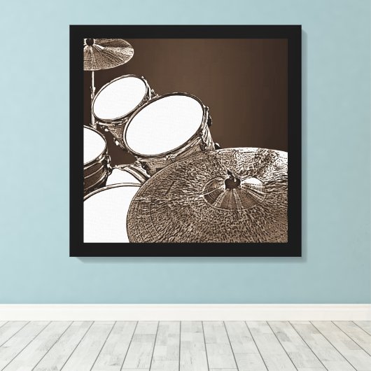 Drummer Canvas Drum Kit met Crash Square Art (Insitu (Houten vloer))