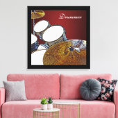 Drummer Canvas Drum Kit met Crash Square Art (Insitu (Woonkamer))