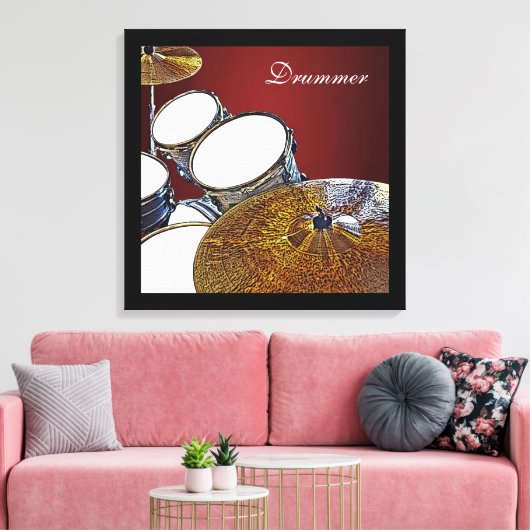 Drummer Canvas Drum Kit met Crash Square Art (Insitu (Woonkamer))