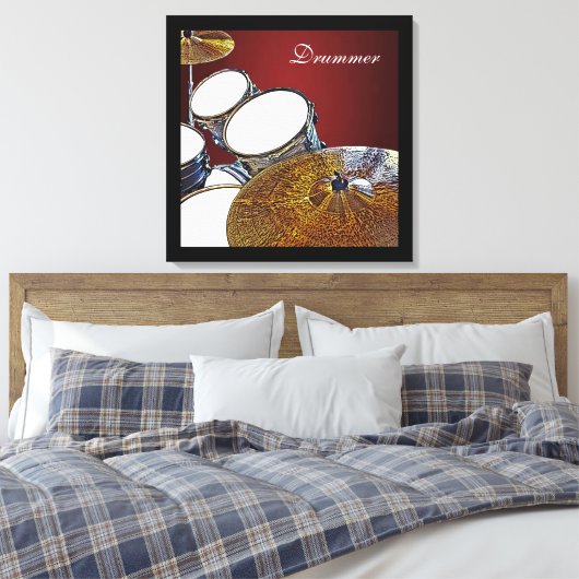 Drummer Canvas Drum Kit met Crash Square Art (Insitu (Slaapkamer))
