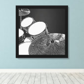 Drummer Canvas Drum Kit met Crash Square Art Afdruk (Insitu (Houten vloer))