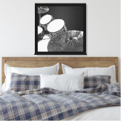 Drummer Canvas Drum Kit met Crash Square Art Afdruk (Insitu (Slaapkamer))