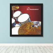 Drummer Canvas Drum Kit met Crash Square Art Afdruk (Insitu (Houten vloer))