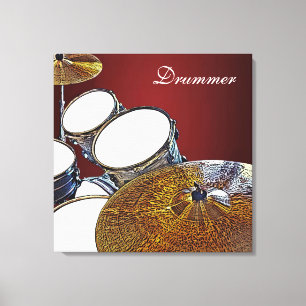 Drummer Canvas Drum Kit met Crash Square Art Afdruk