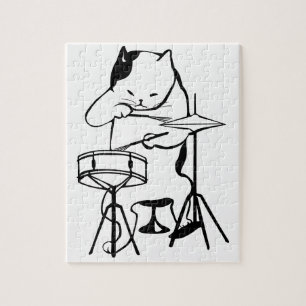 Drummer Cat Drums Musician Rock Jazz Funny Cute Legpuzzel