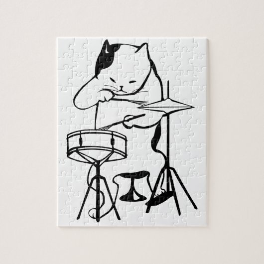 Drummer Cat Drums Musician Rock Jazz Funny Cute Legpuzzel (Verticaal)