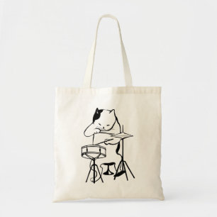Drummer Cat Drums Musician Rock Jazz Funny Cute Tote Bag